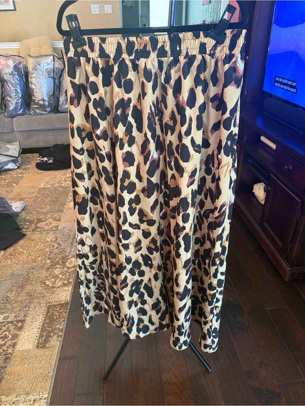 Leopard Print Satin Skirt
